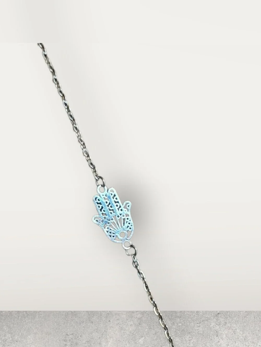 Silver Dainty Hamsa Bracelet | Adjustable Boho Charm Bracelet